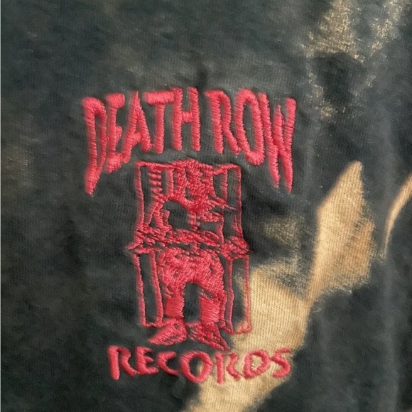 Urban Outfitters Death Row Records Embroidered Black Bleached Tee Shirt XL - Picture 3 of 5